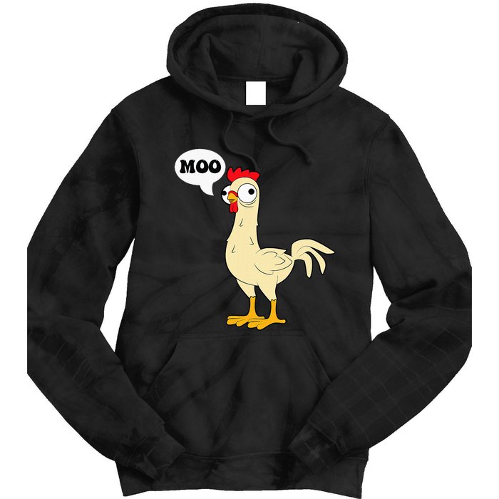 Chicken Hen Fowl Cow Funny Joke Dad Joke Tie Dye Hoodie