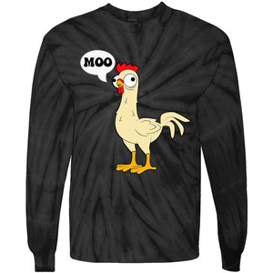 Chicken Hen Fowl Cow Funny Joke Dad Joke Tie-Dye Long Sleeve Shirt