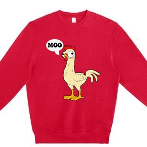 Chicken Hen Fowl Cow Funny Joke Dad Joke Premium Crewneck Sweatshirt