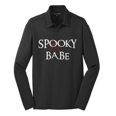 Cute Halloween Funny Spooky Babe Silk Touch Performance Long Sleeve Polo