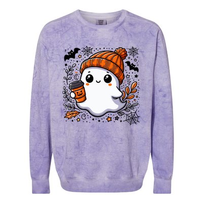 Cute Halloween For Wo Ghost Coffee Colorblast Crewneck Sweatshirt