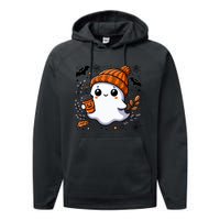 Cute Halloween For Wo Ghost Coffee Performance Fleece Hoodie