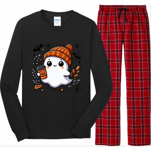 Cute Halloween For Wo Ghost Coffee Long Sleeve Pajama Set