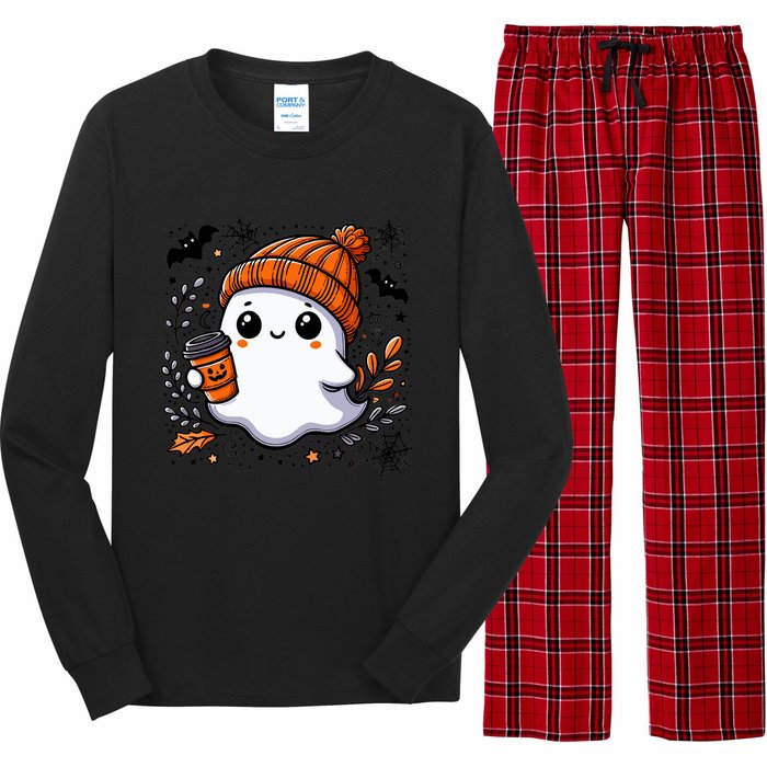 Cute Halloween For Wo Ghost Coffee Long Sleeve Pajama Set