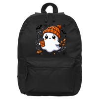 Cute Halloween For Wo Ghost Coffee 16 in Basic Backpack