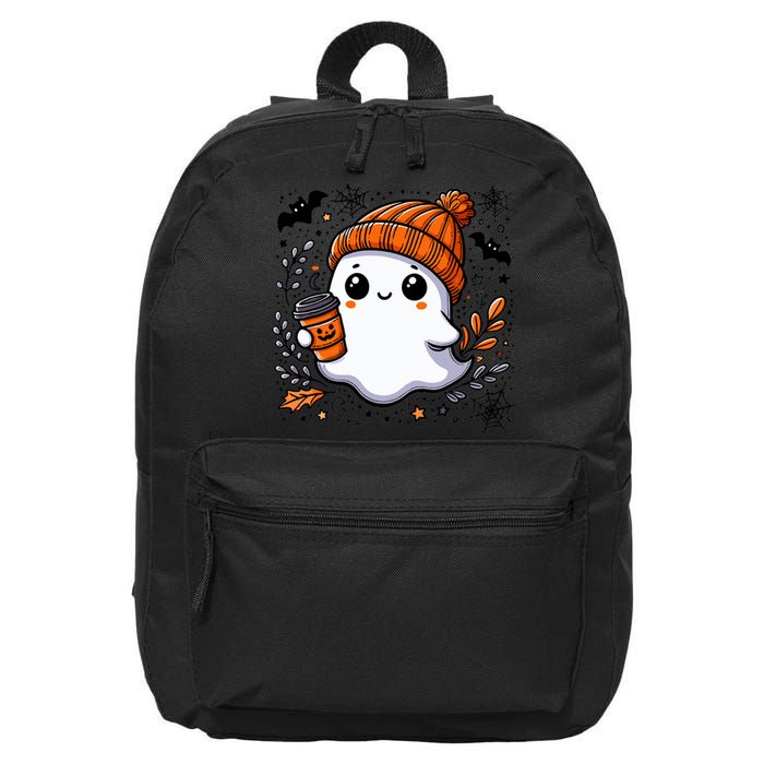 Cute Halloween For Wo Ghost Coffee 16 in Basic Backpack