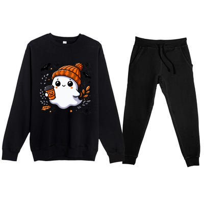 Cute Halloween For Wo Ghost Coffee Premium Crewneck Sweatsuit Set