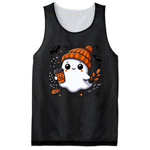 Cute Halloween For Wo Ghost Coffee Mesh Reversible Basketball Jersey Tank