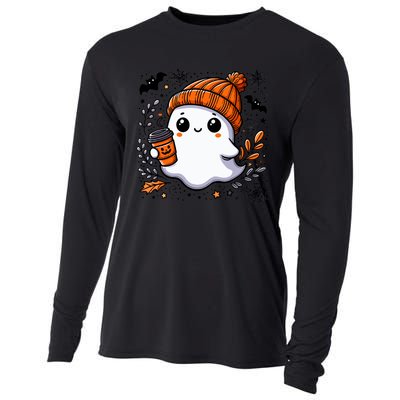 Cute Halloween For Wo Ghost Coffee Cooling Performance Long Sleeve Crew