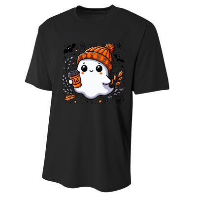 Cute Halloween For Wo Ghost Coffee Performance Sprint T-Shirt