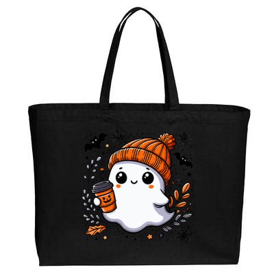 Cute Halloween For Wo Ghost Coffee Cotton Canvas Jumbo Tote