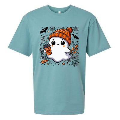 Cute Halloween For Wo Ghost Coffee Sueded Cloud Jersey T-Shirt