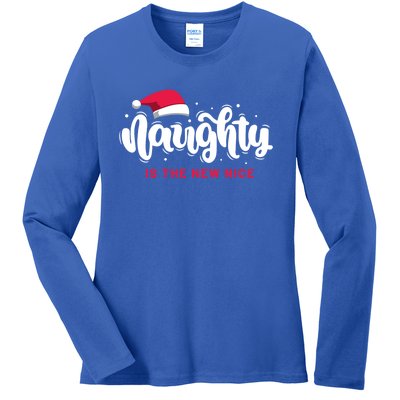 Christmas Holiday Funny Naughty Is The New Nice Gift Ladies Long Sleeve Shirt