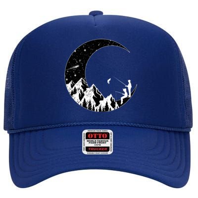 Camping Hiking Father And Son Fishing Adventure Gift Meaningful Gift High Crown Mesh Back Trucker Hat