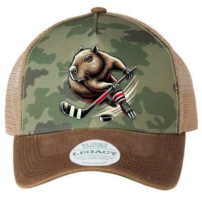 Capybara Hockey Funny Ice Hockey Player Gift Legacy Tie Dye Trucker Hat