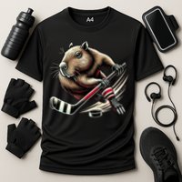 Capybara Hockey Funny Ice Hockey Player Gift Cooling Performance Crew T-Shirt