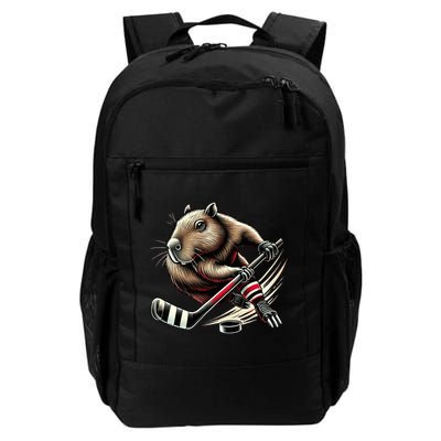 Capybara Hockey Funny Ice Hockey Player Gift Backpack