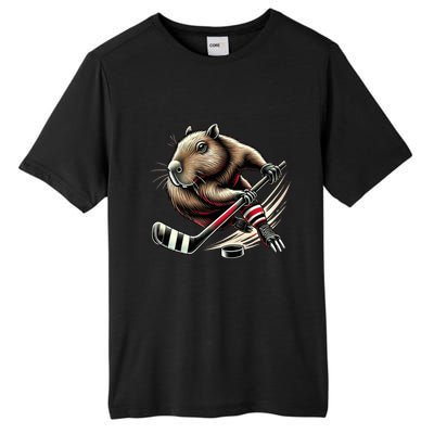 Capybara Hockey Funny Ice Hockey Player Gift Tall Fusion ChromaSoft Performance T-Shirt