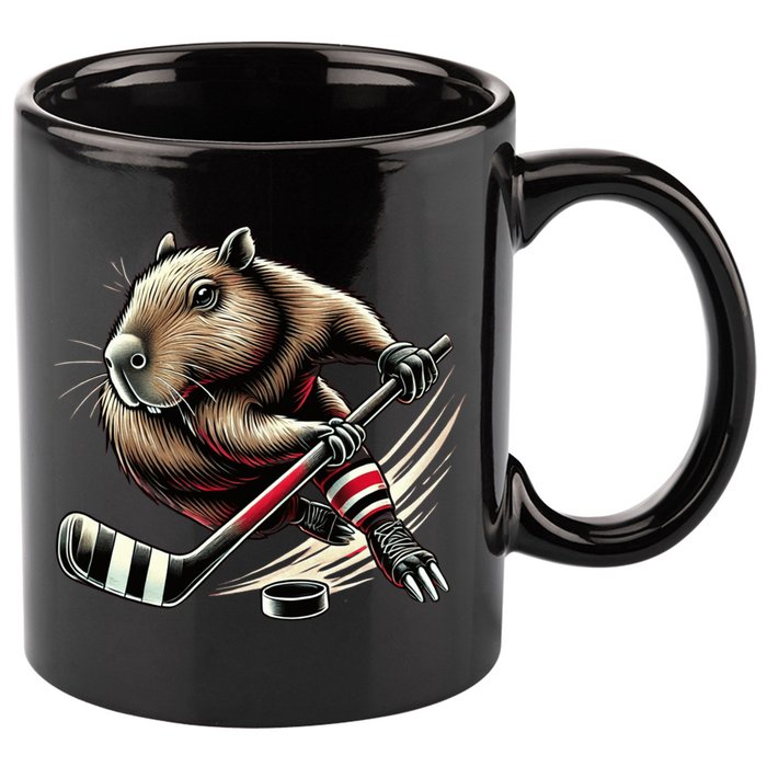 Capybara Hockey Funny Ice Hockey Player Gift 11oz C Handle Ceramic Mug