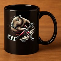 Capybara Hockey Funny Ice Hockey Player Gift 11oz C Handle Ceramic Mug