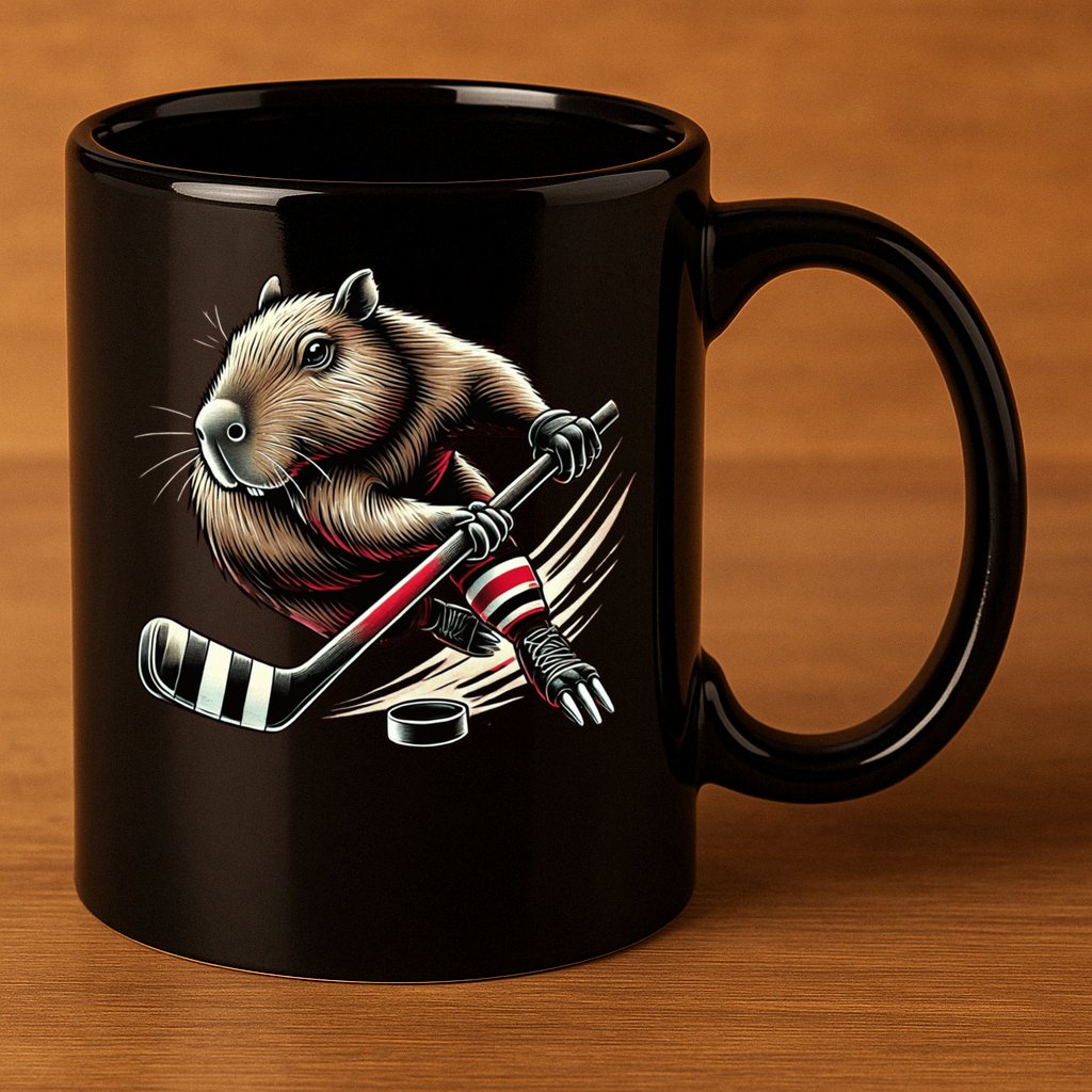 Capybara Hockey Funny Ice Hockey Player Gift 11oz C Handle Ceramic Mug