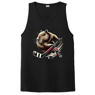 Capybara Hockey Funny Ice Hockey Player Gift PosiCharge Competitor Tank