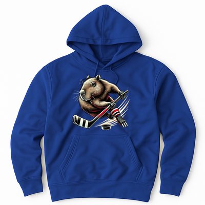 Capybara Hockey Funny Ice Hockey Player Gift Hoodie