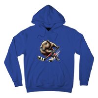 Capybara Hockey Funny Ice Hockey Player Gift Hoodie