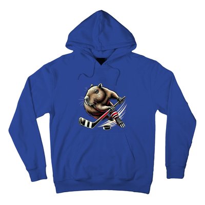 Capybara Hockey Funny Ice Hockey Player Gift Hoodie