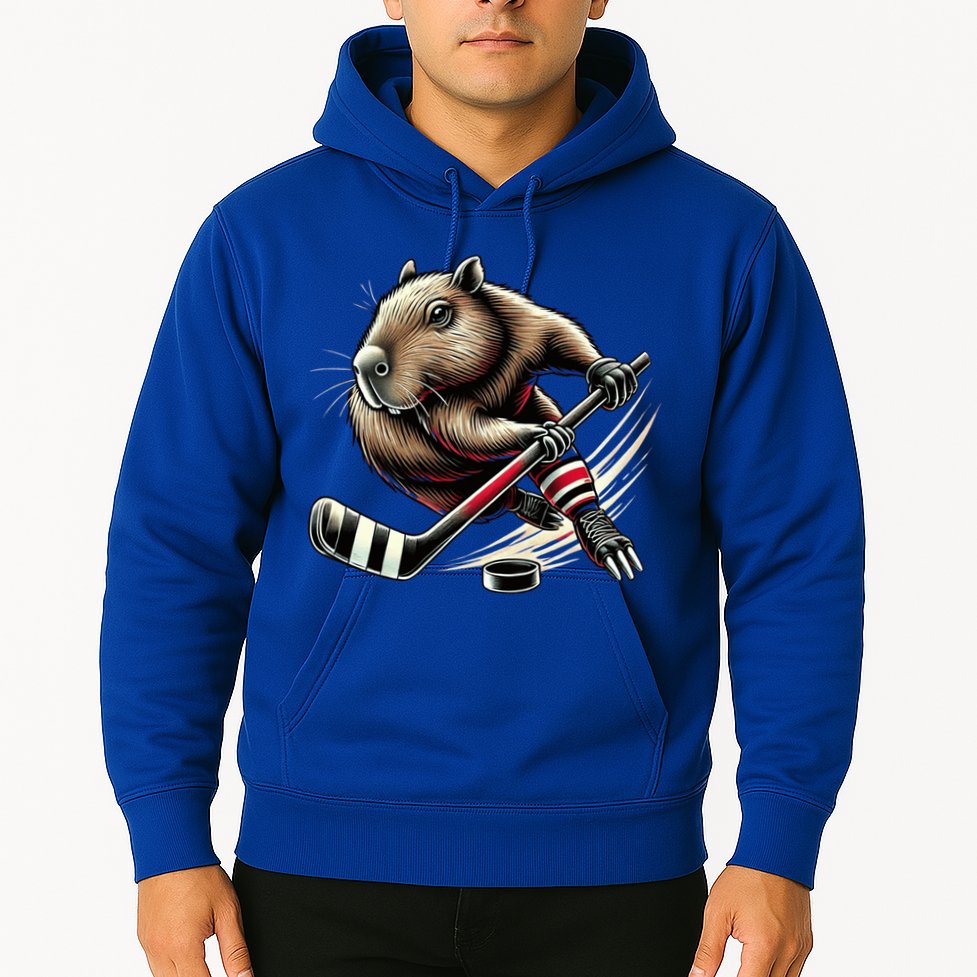 Capybara Hockey Funny Ice Hockey Player Gift Hoodie