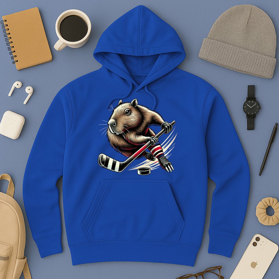 Capybara Hockey Funny Ice Hockey Player Gift Hoodie
