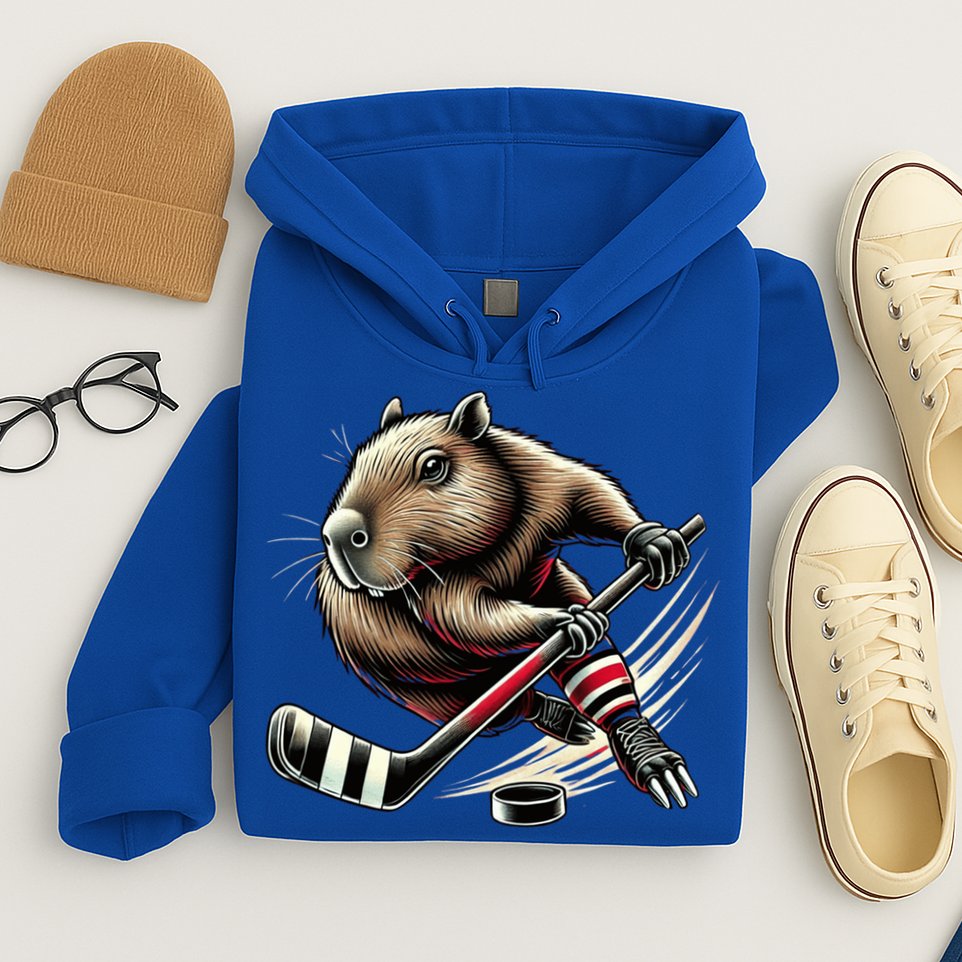 Capybara Hockey Funny Ice Hockey Player Gift Hoodie