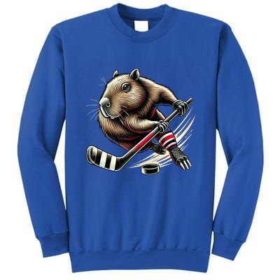 Capybara Hockey Funny Ice Hockey Player Gift Sweatshirt