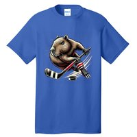 Capybara Hockey Funny Ice Hockey Player Gift Tall T-Shirt