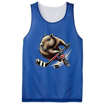 Capybara Hockey Funny Ice Hockey Player Gift Mesh Reversible Basketball Jersey Tank