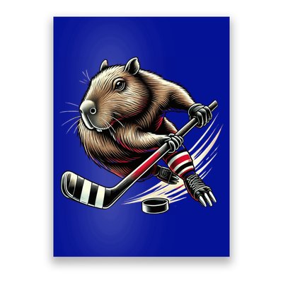 Capybara Hockey Funny Ice Hockey Player Gift Poster