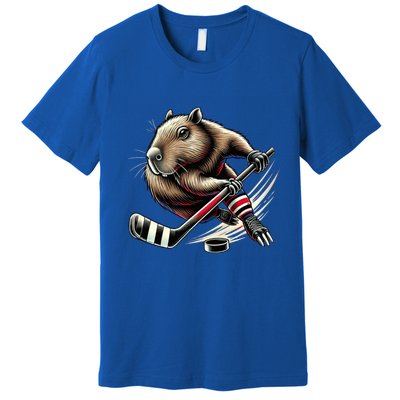 Capybara Hockey Funny Ice Hockey Player Gift Premium T-Shirt