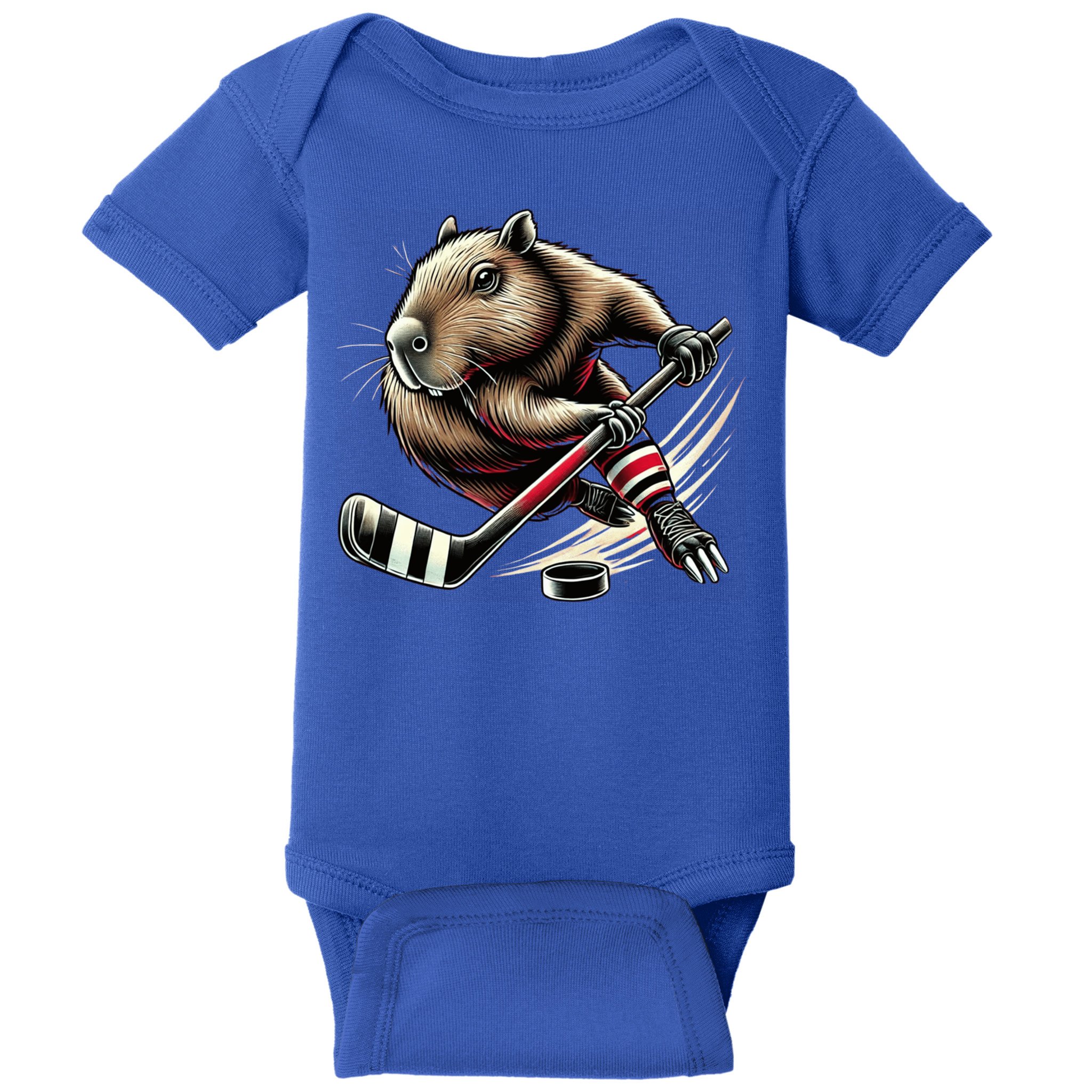 Capybara Hockey Funny Ice Hockey Player Gift Baby Bodysuit