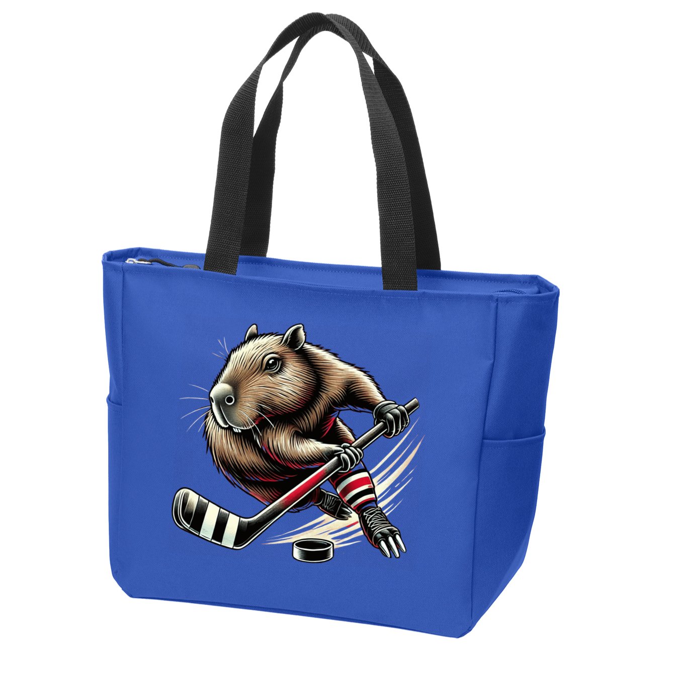 Capybara Hockey Funny Ice Hockey Player Gift Zip Tote Bag