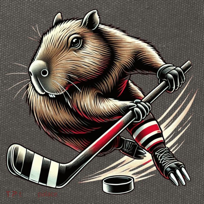 Capybara Hockey Funny Ice Hockey Player Gift Cotton Canvas Backpack
