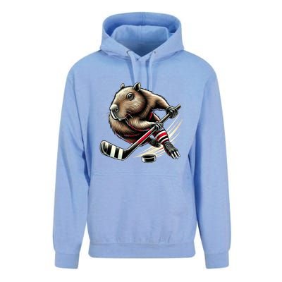 Capybara Hockey Funny Ice Hockey Player Gift Unisex Surf Hoodie