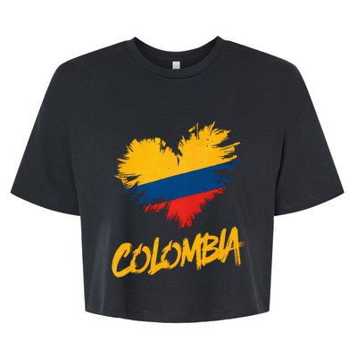 Colombia Heart Flag Bella+Canvas Jersey Crop Tee