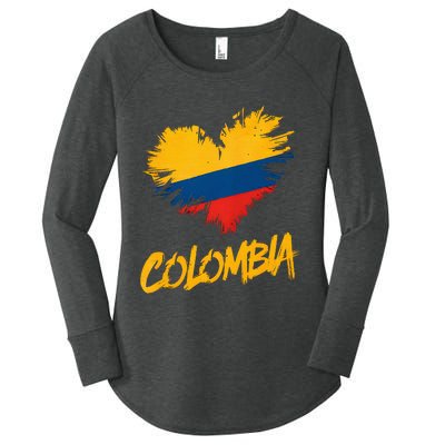 Colombia Heart Flag Women's Perfect Tri Tunic Long Sleeve Shirt