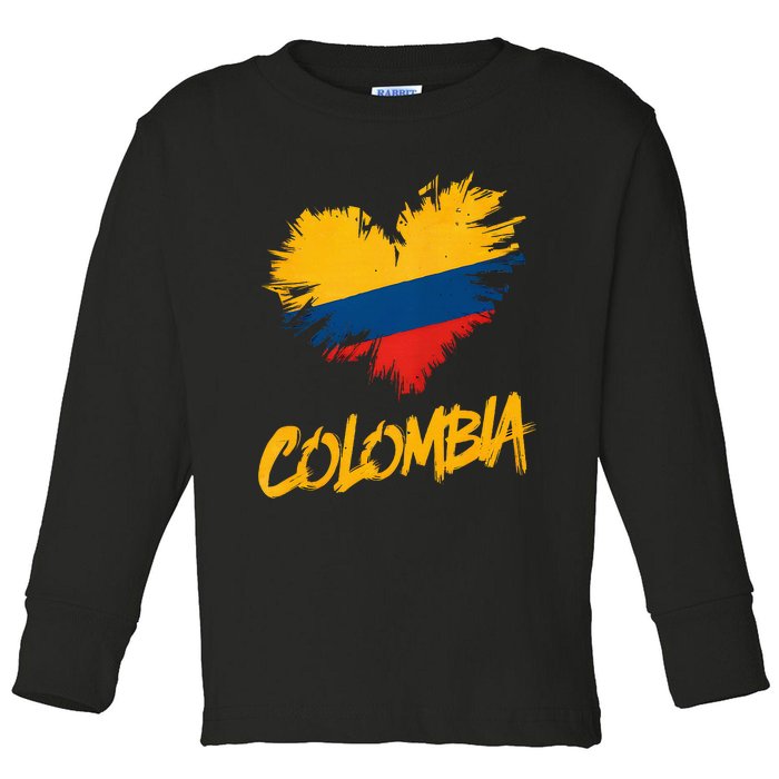 Colombia Heart Flag Toddler Long Sleeve Shirt