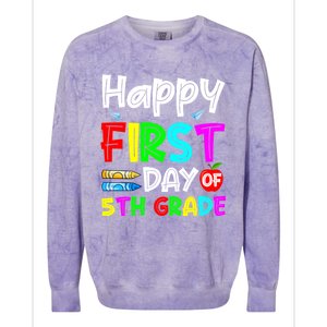 Cute Happy First Day Of 5Th Grade Funny Design Gift Colorblast Crewneck Sweatshirt