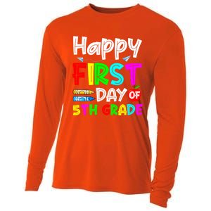 Cute Happy First Day Of 5Th Grade Funny Design Gift Cooling Performance Long Sleeve Crew