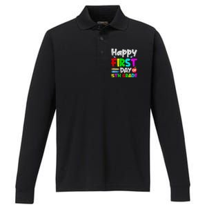 Cute Happy First Day Of 5Th Grade Funny Design Gift Performance Long Sleeve Polo