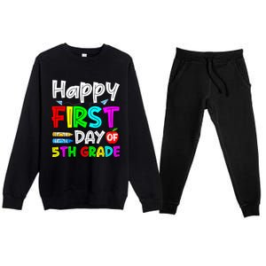 Cute Happy First Day Of 5Th Grade Funny Design Gift Premium Crewneck Sweatsuit Set