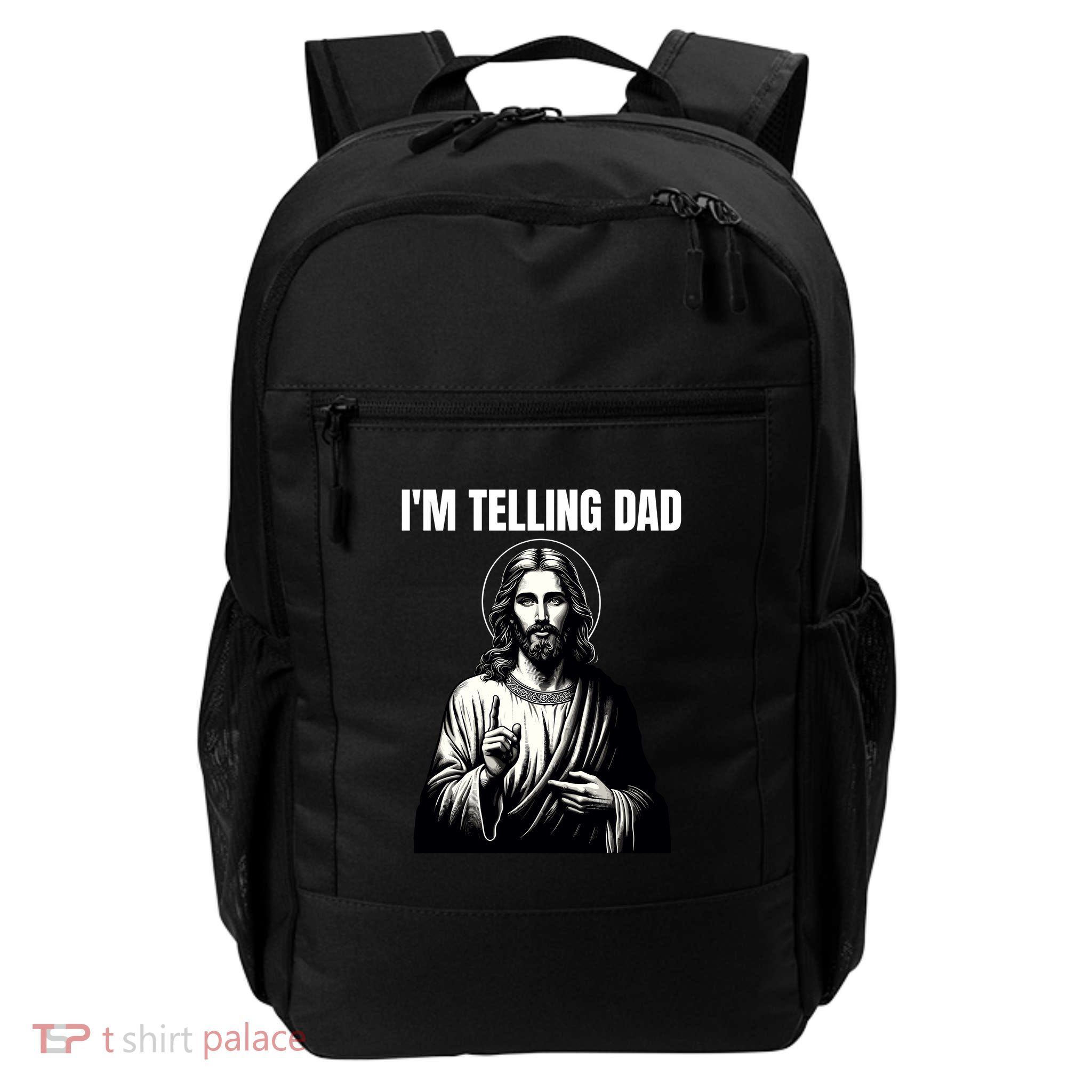 Christian Humor Funny Jesus Im Telling Dad Daily Commute Backpack