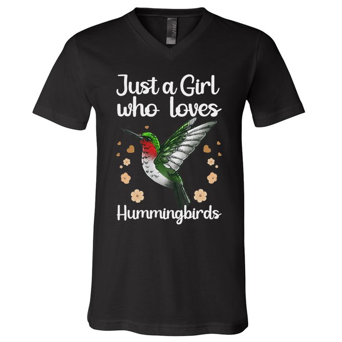 Cool Hummingbird For Girl Tropical Bird Watcher Birder V-Neck T-Shirt